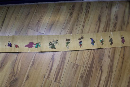 A Chinese hardwood scroll painting and another scroll